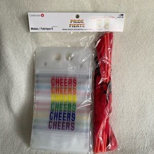 Celebrate It Rainbow Drink Pouches with Red Straws